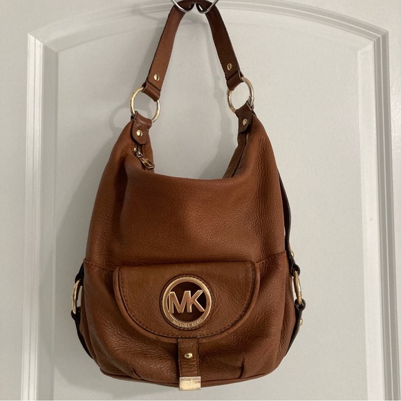MICHAEL KHORS FULTON LARGE HOBO BROWN/TERRACOTA LEATHER SHOULDER BAG - Picture 7 of 16